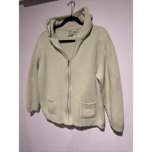 Field Gear 100% Cotton Green Chunky Knit Hooded Cardigan Size XL‎ Natural Fibers